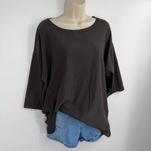 EILEEN FISHER Relaxed Tunic Top Blouse Gray Large Minimalist Lagenlook